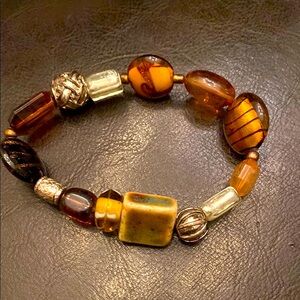 Bohemian Brown and Gold Beaded Bracelet